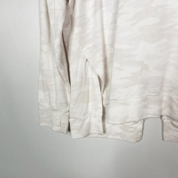 Vimmia Medium M White Soothe Tie Back Camo Print Sweatshirt Crew Neck Keyhole - Picture 5 of 12